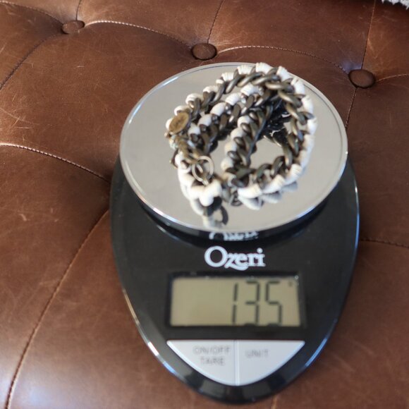 Statement oxidized brass/bronze cuban link necklace & cord by Lena Bernard $225 - Picture 9 of 12